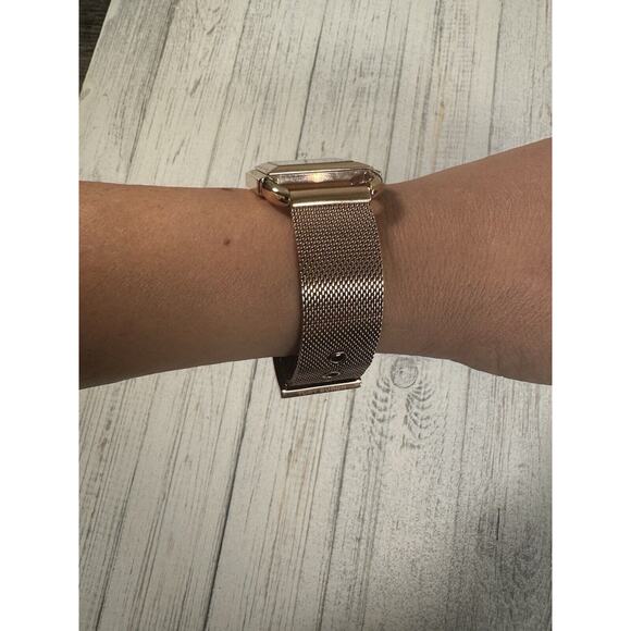 TORY BURCH Phipps Womens Rose Gold Watch, White Square Dial, Steel Mesh Band - Picture 12 of 16